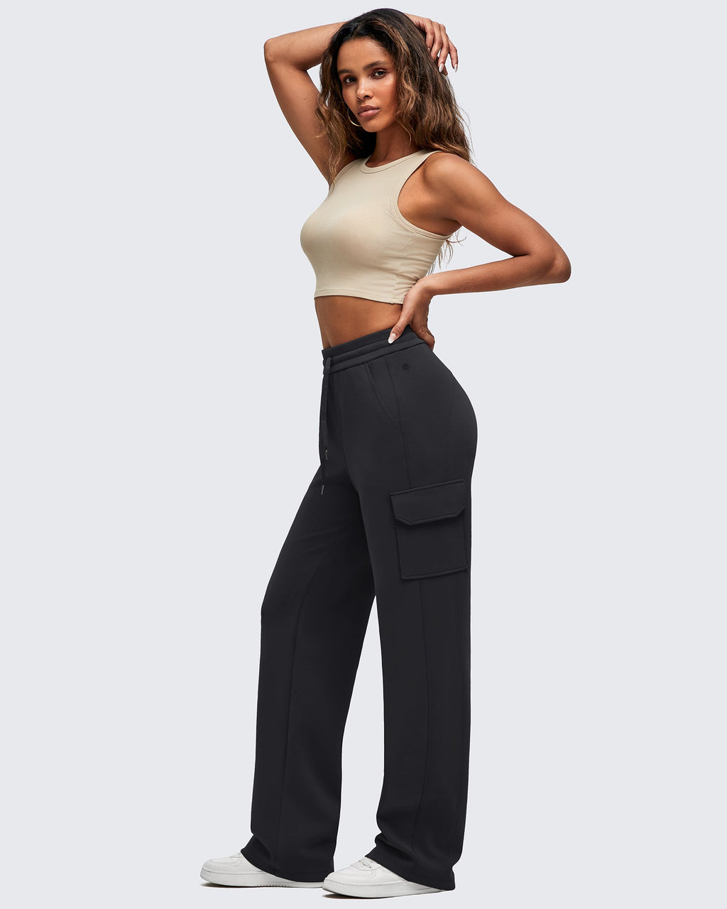 Smoofit Drawstring Wide Leg Pockets Cargo Sweatpants