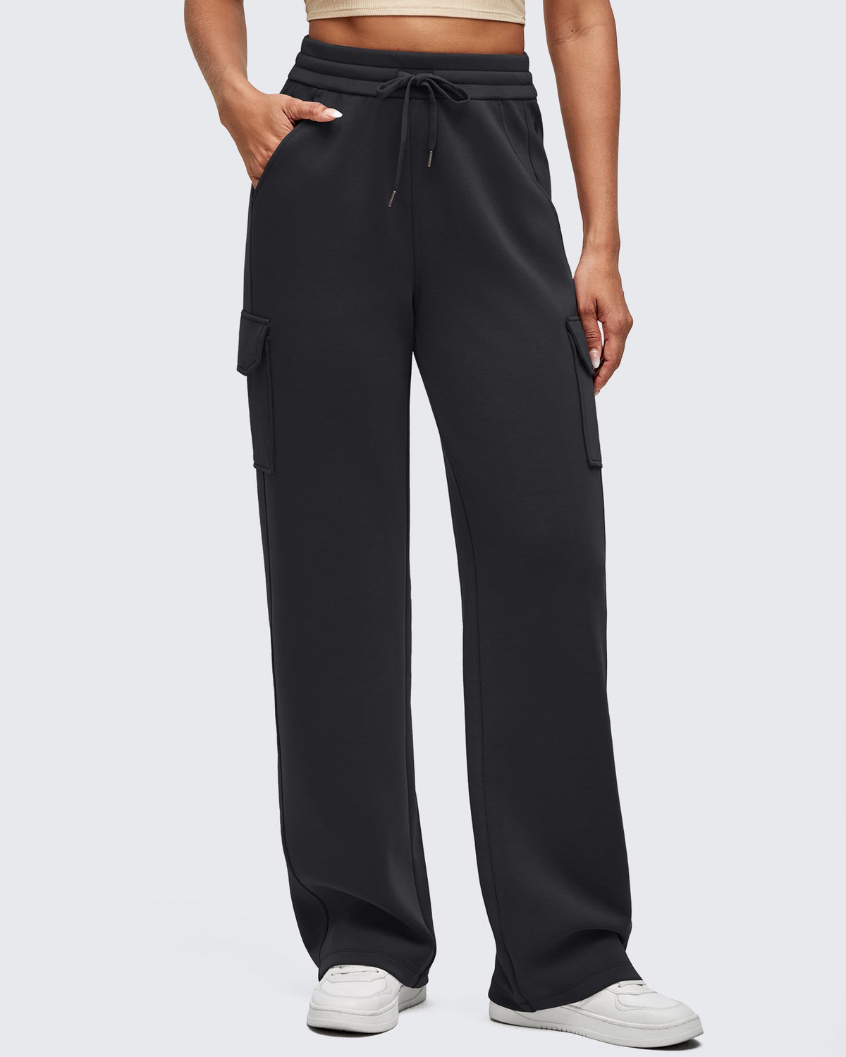 Smoofit Drawstring Wide Leg Pockets Cargo Sweatpants