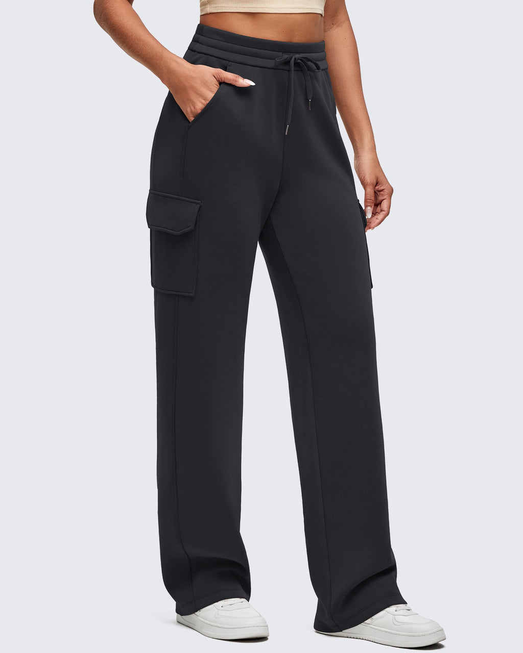 Smoofit Drawstring Wide Leg Pockets Cargo Sweatpants