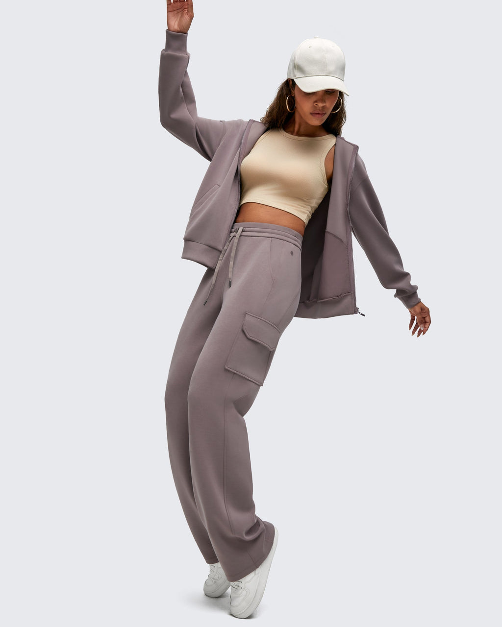 Smoofit Drawstring Wide Leg Pockets Cargo Sweatpants