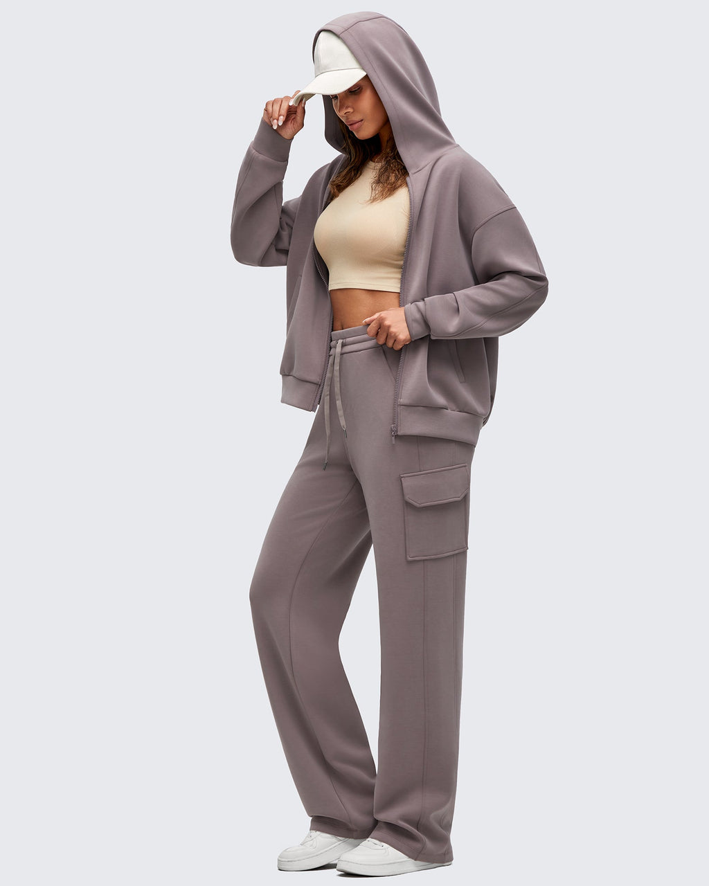 Smoofit Drawstring Wide Leg Pockets Cargo Sweatpants