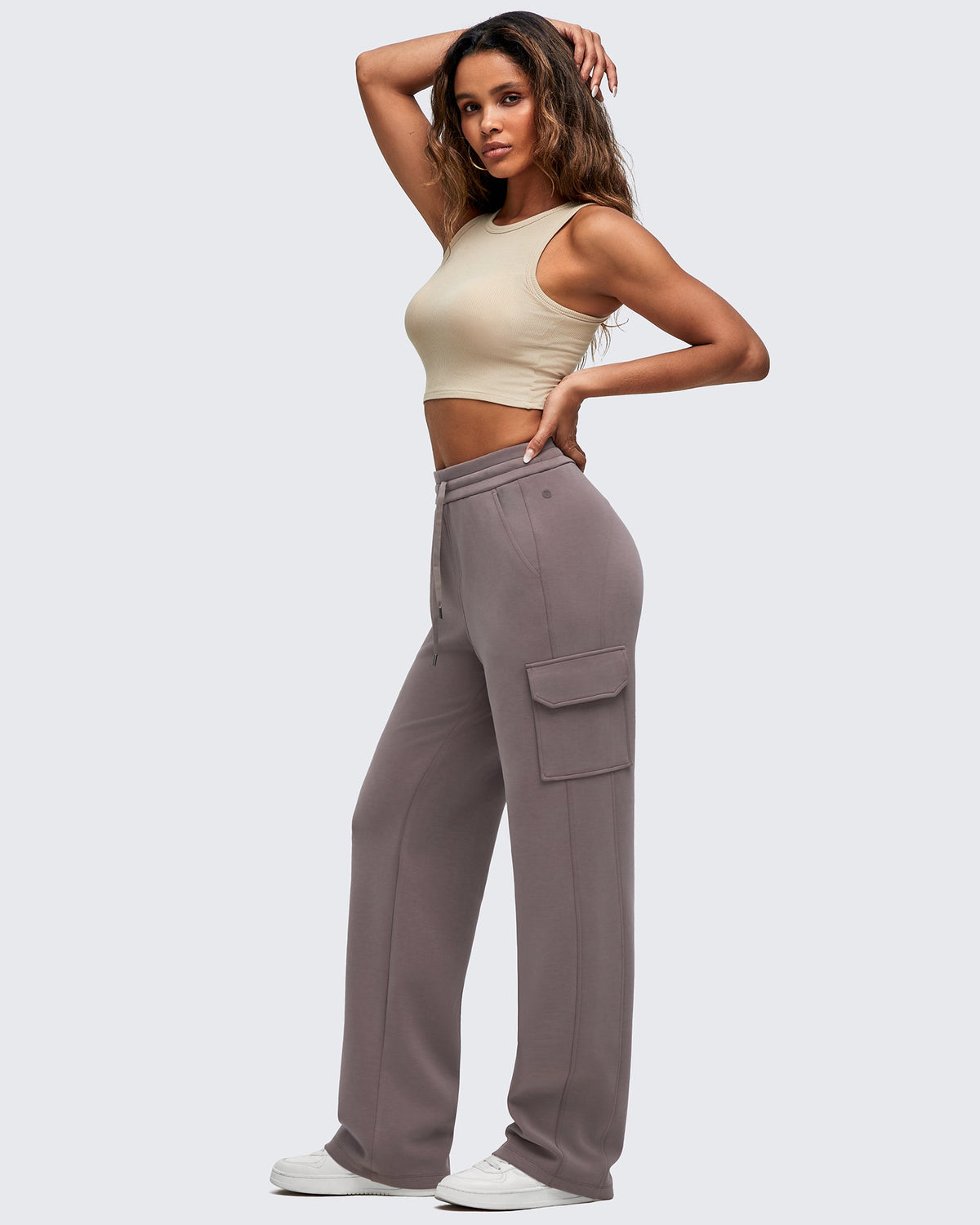 Smoofit Drawstring Wide Leg Pockets Cargo Sweatpants