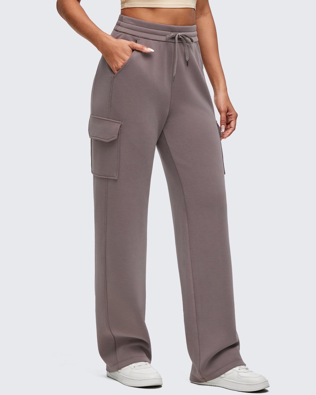 Smoofit Drawstring Wide Leg Pockets Cargo Sweatpants