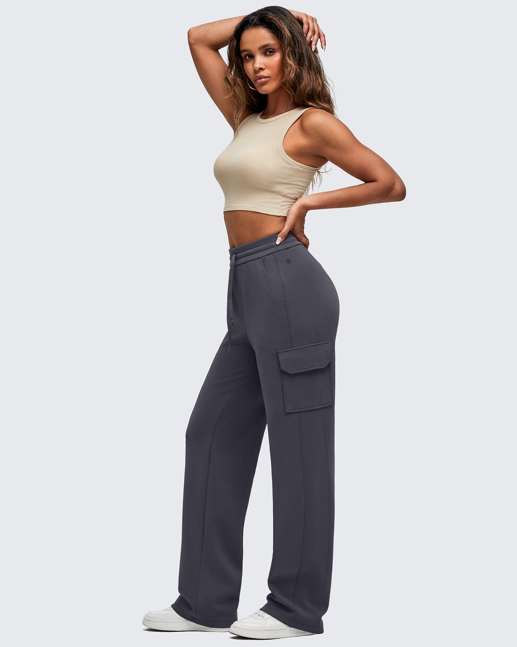 Smoofit Drawstring Wide Leg Pockets Cargo Sweatpants