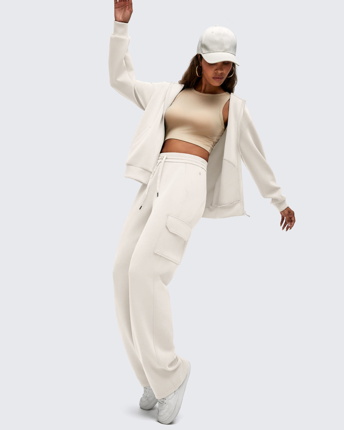 Smoofit Drawstring Wide Leg Pockets Cargo Sweatpants