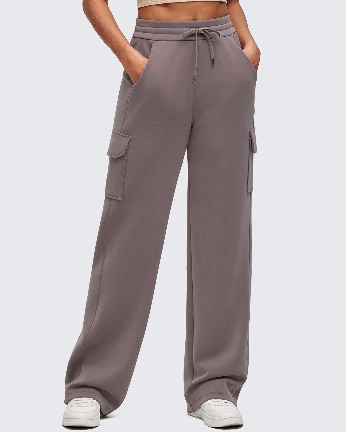 Smoofit Drawstring Wide Leg Pockets Cargo Sweatpants