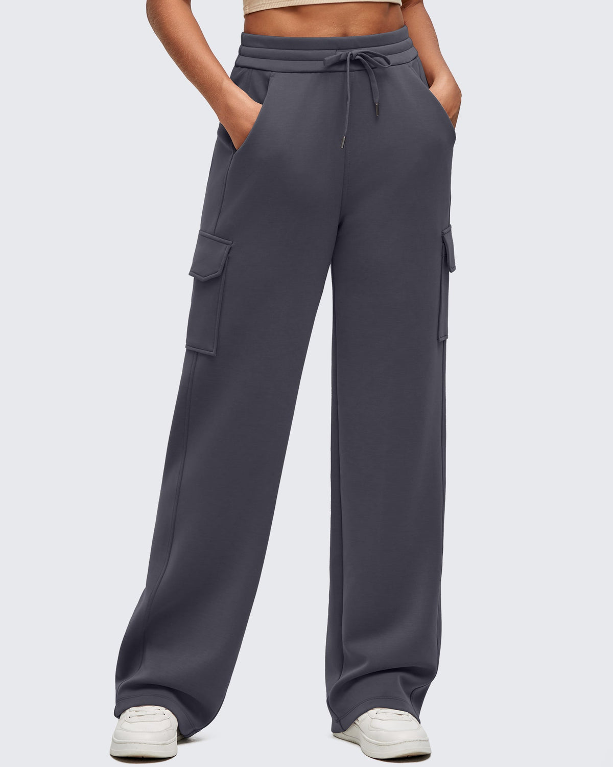Smoofit Drawstring Wide Leg Pockets Cargo Sweatpants