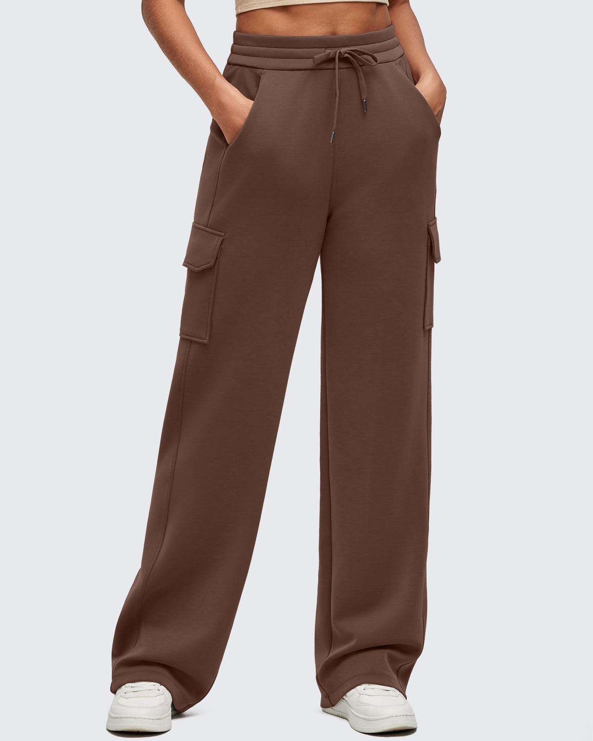 Smoofit Drawstring Wide Leg Pockets Cargo Sweatpants