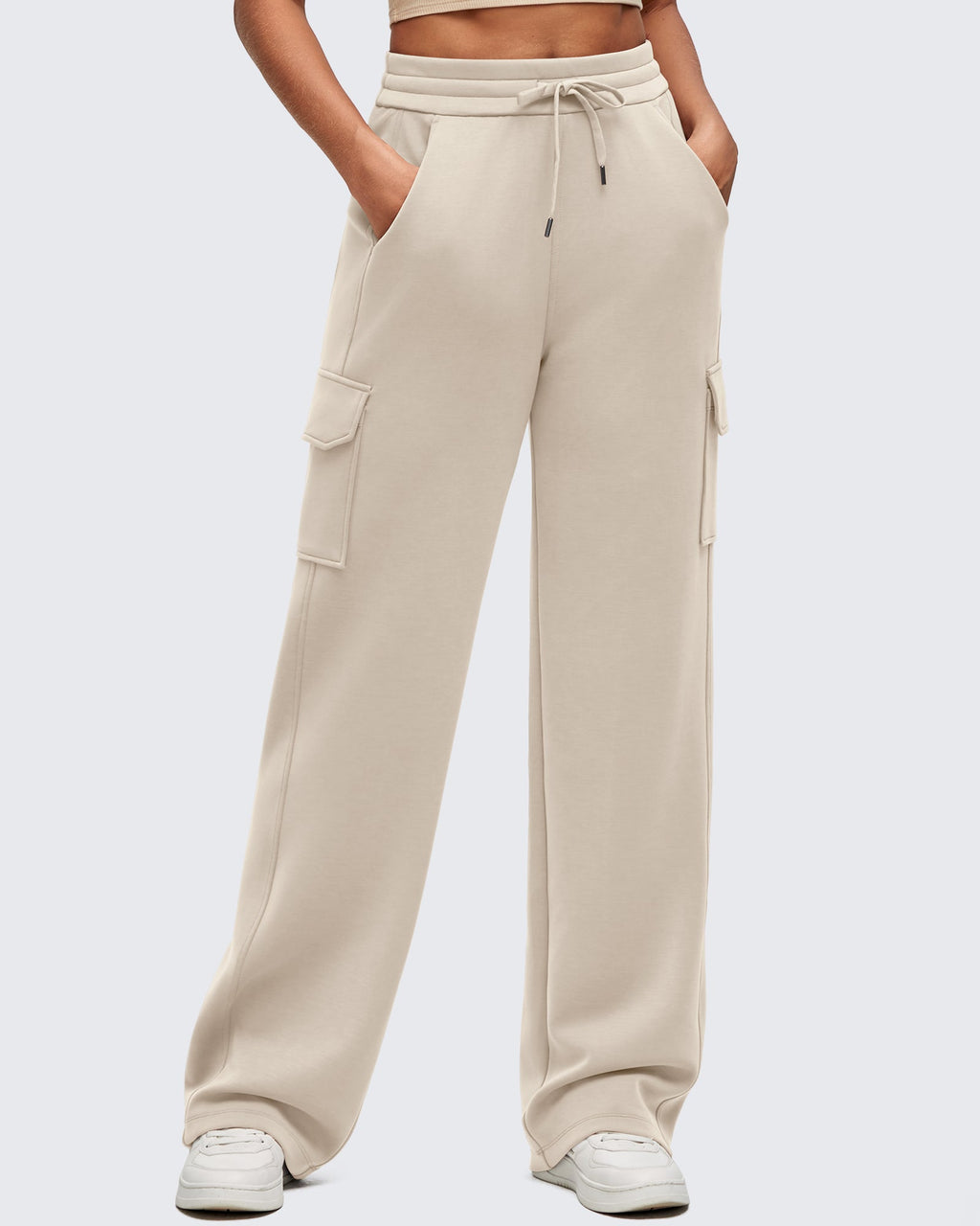 Smoofit Drawstring Wide Leg Pockets Cargo Sweatpants