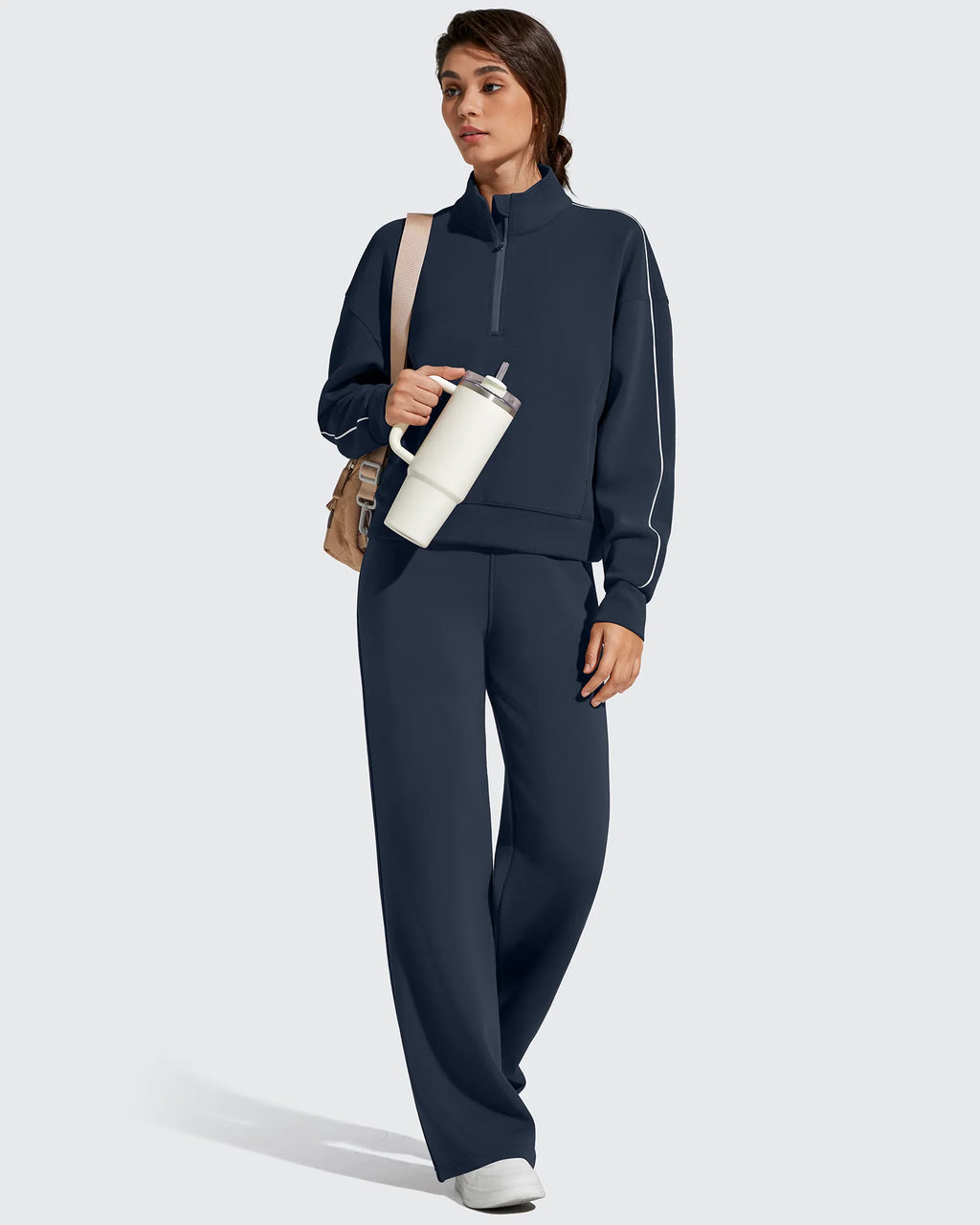 Smoofit Elastic Drawstring Fleece Lined Wide Leg Sweatpants