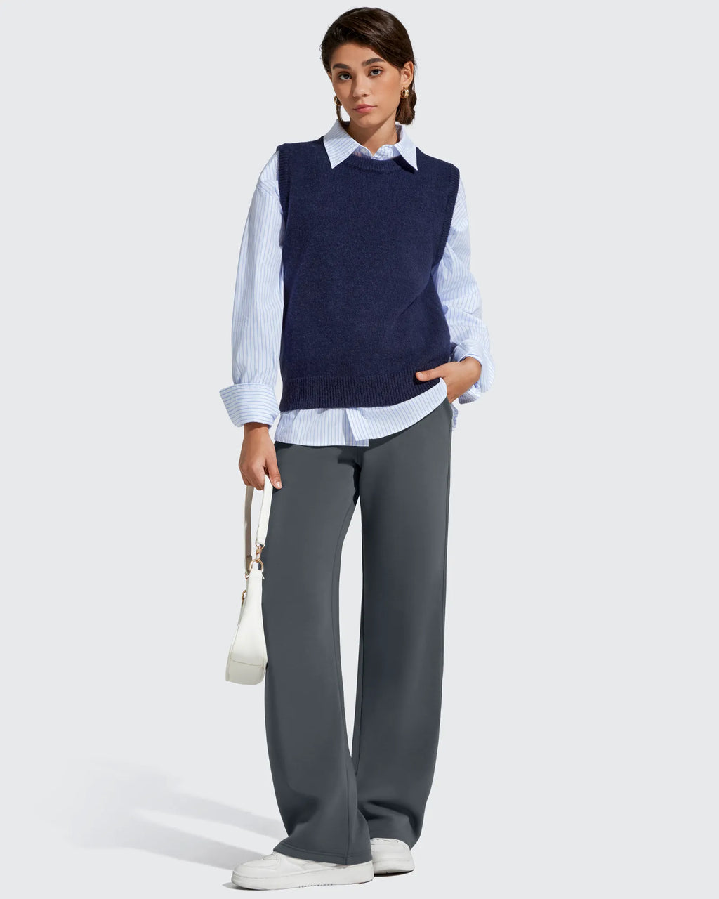 Smoofit Elastic Drawstring Fleece Lined Wide Leg Sweatpants