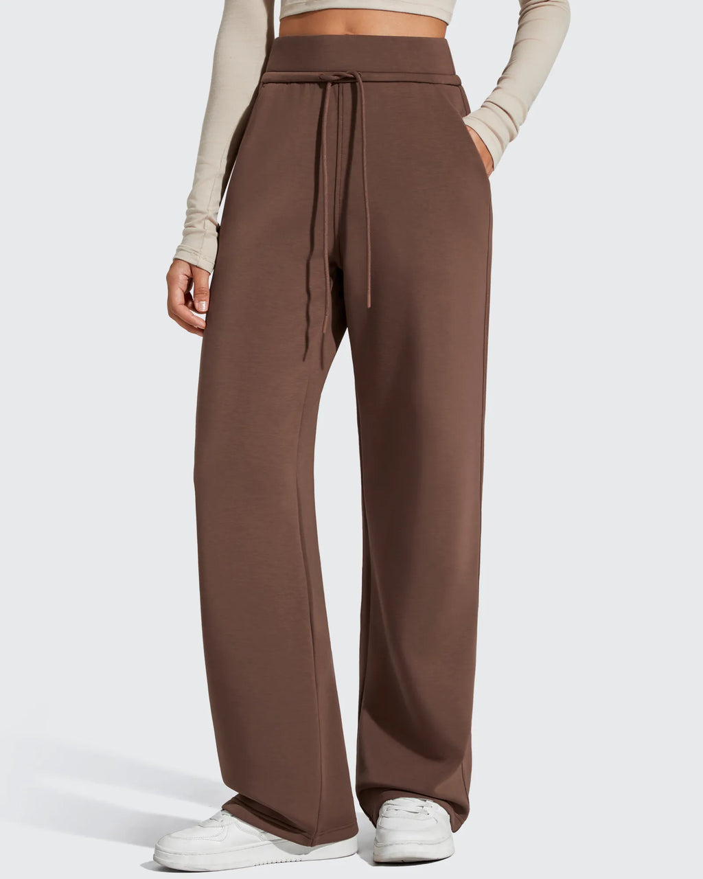 Smoofit Elastic Drawstring Fleece Lined Wide Leg Sweatpants