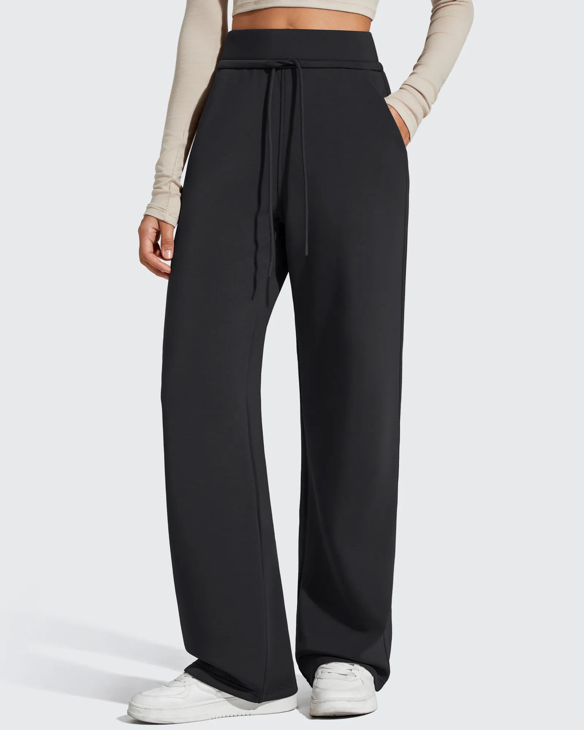 Smoofit Elastic Drawstring Fleece Lined Wide Leg Sweatpants