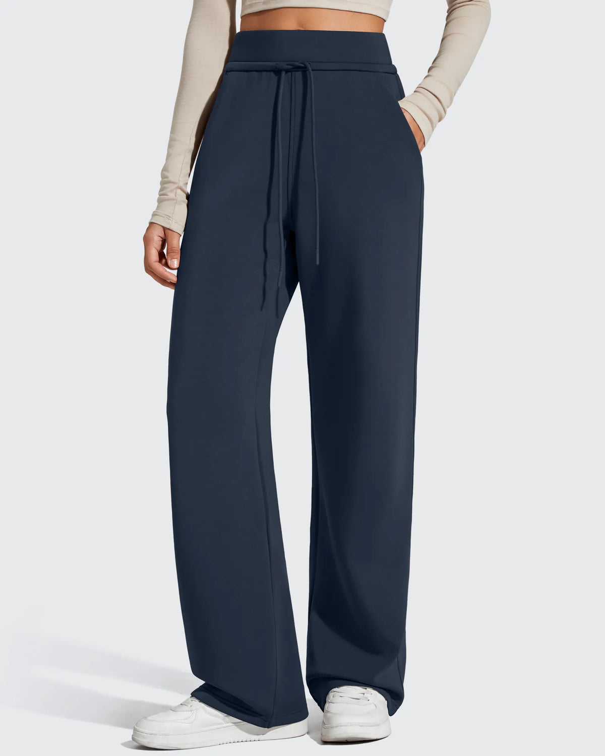 Smoofit Elastic Drawstring Fleece Lined Wide Leg Sweatpants