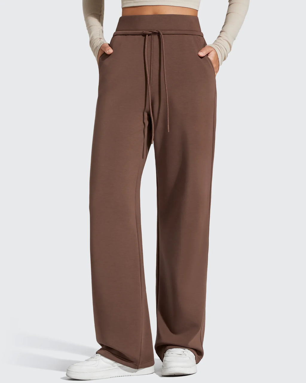 Smoofit Elastic Drawstring Fleece Lined Wide Leg Sweatpants