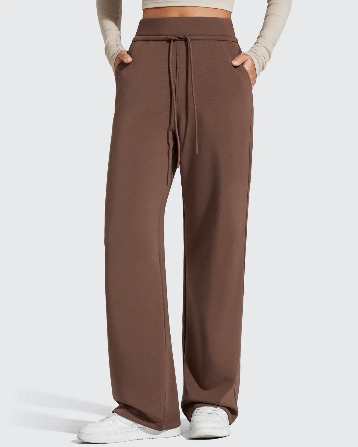 Smoofit Elastic Drawstring Fleece Lined Wide Leg Sweatpants