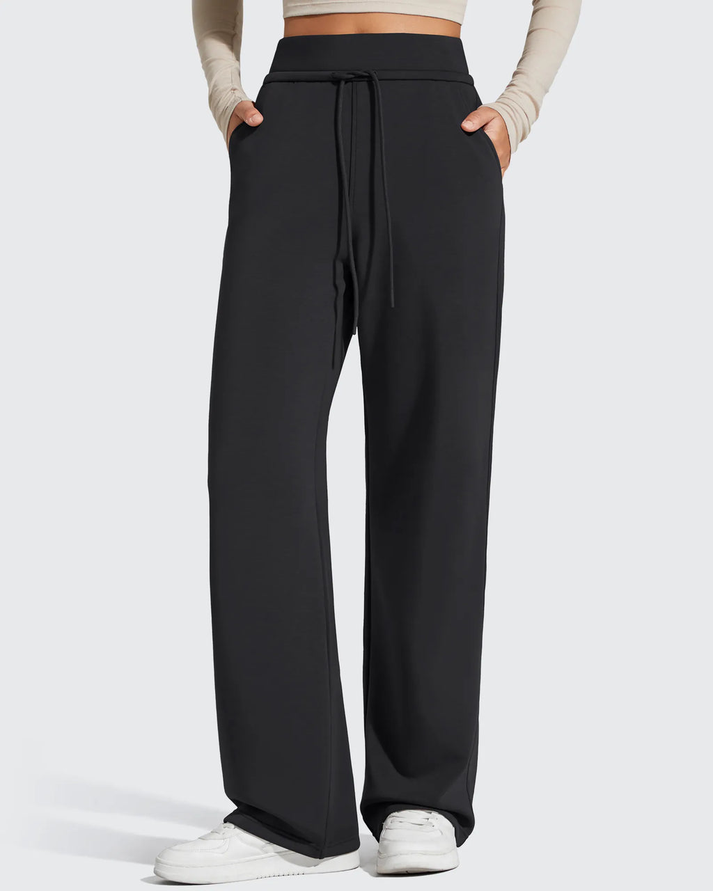 Smoofit Elastic Drawstring Fleece Lined Wide Leg Sweatpants