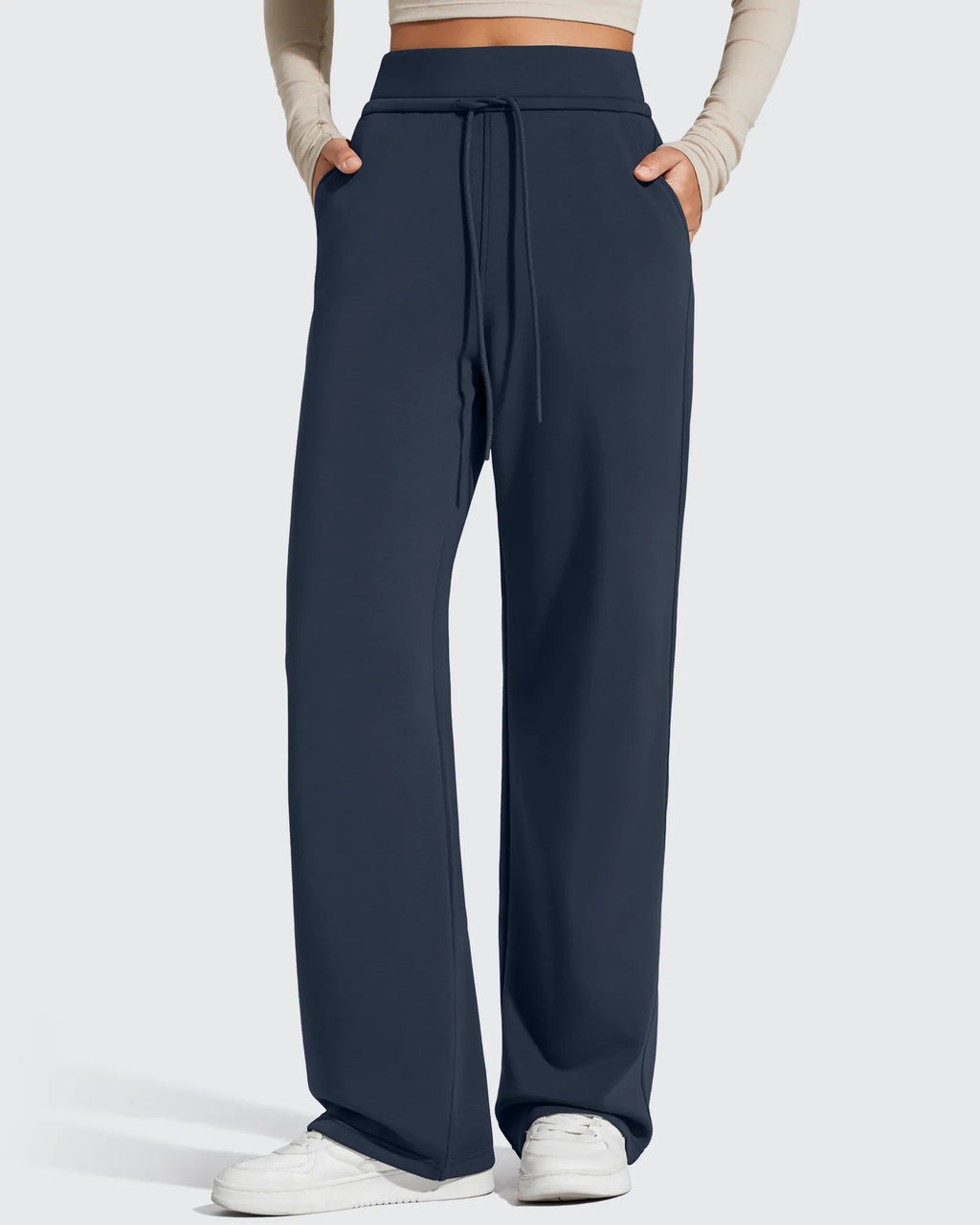 Smoofit Elastic Drawstring Fleece Lined Wide Leg Sweatpants