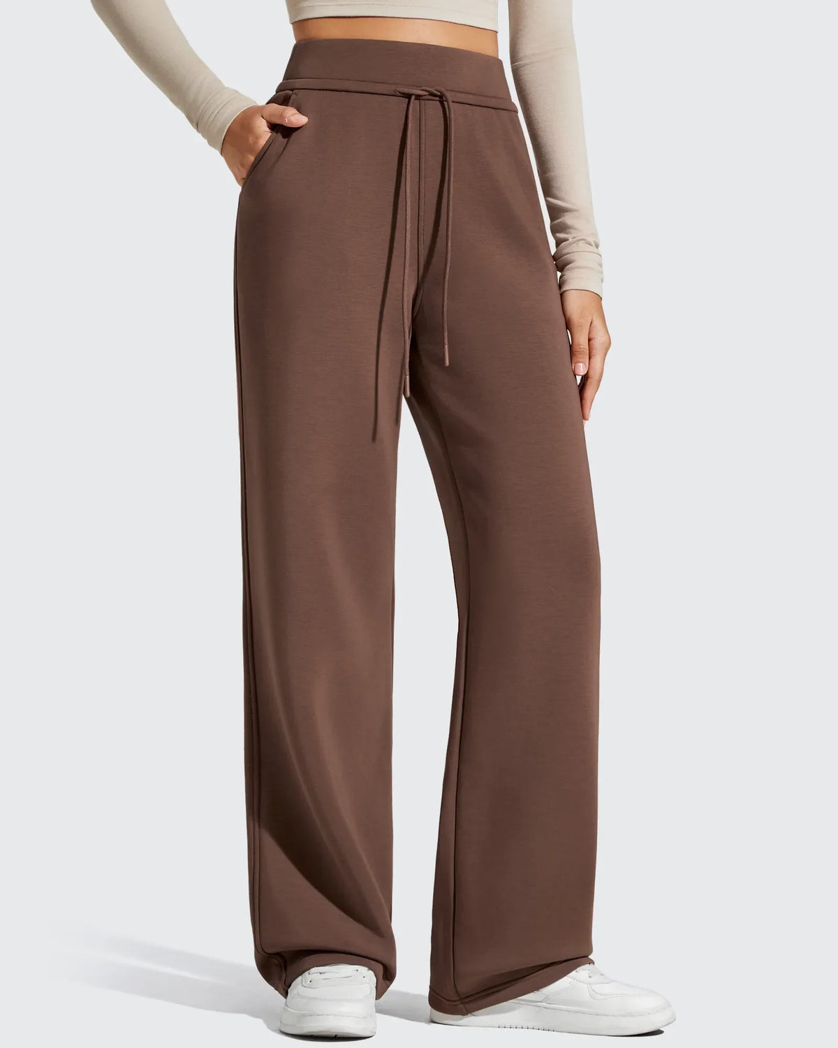 Smoofit Elastic Drawstring Fleece Lined Wide Leg Sweatpants