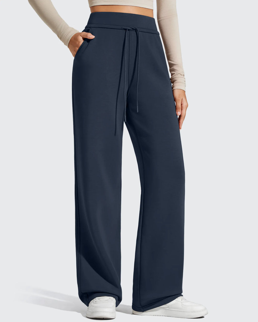 Smoofit Elastic Drawstring Fleece Lined Wide Leg Sweatpants