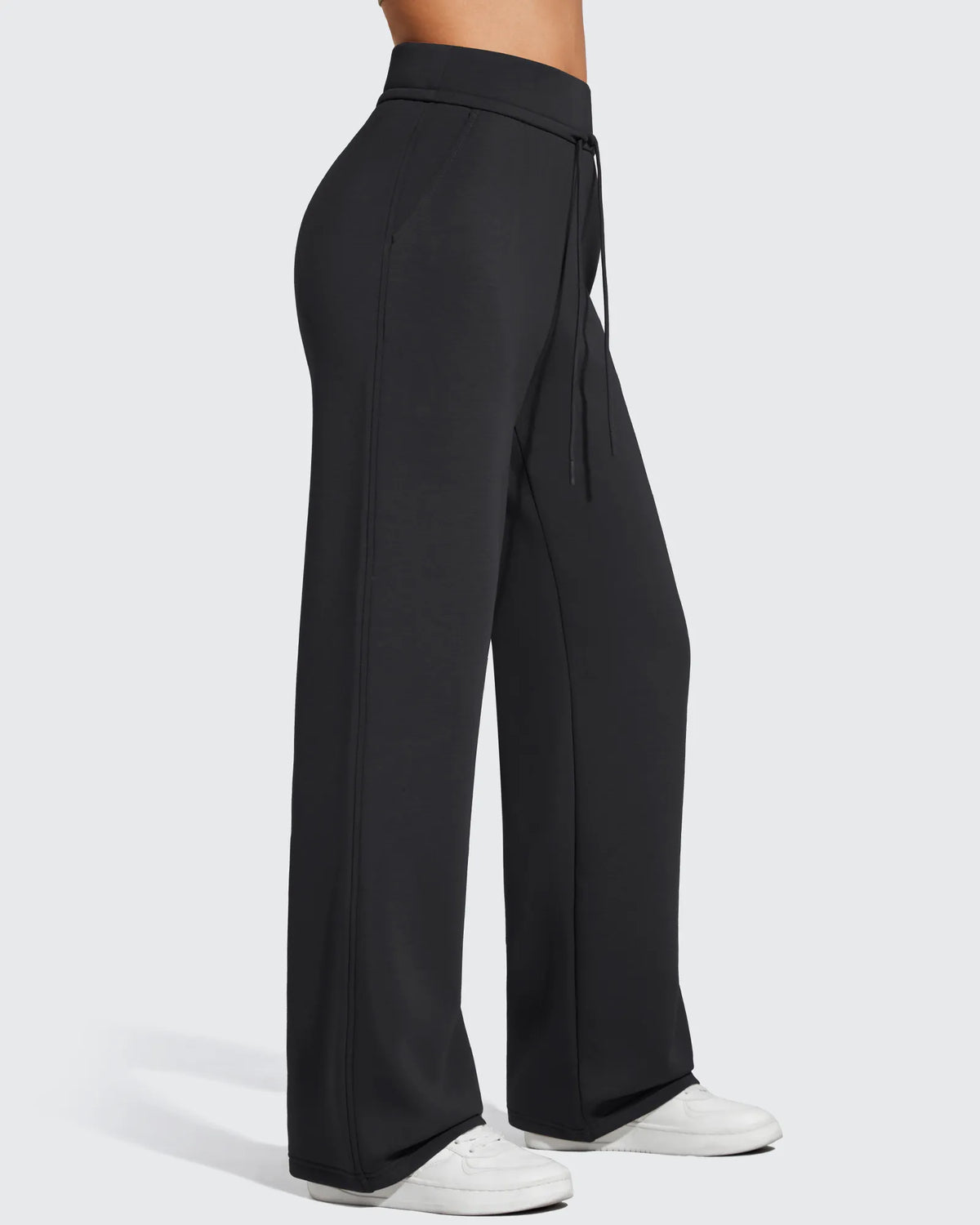Smoofit Elastic Drawstring Fleece Lined Wide Leg Sweatpants