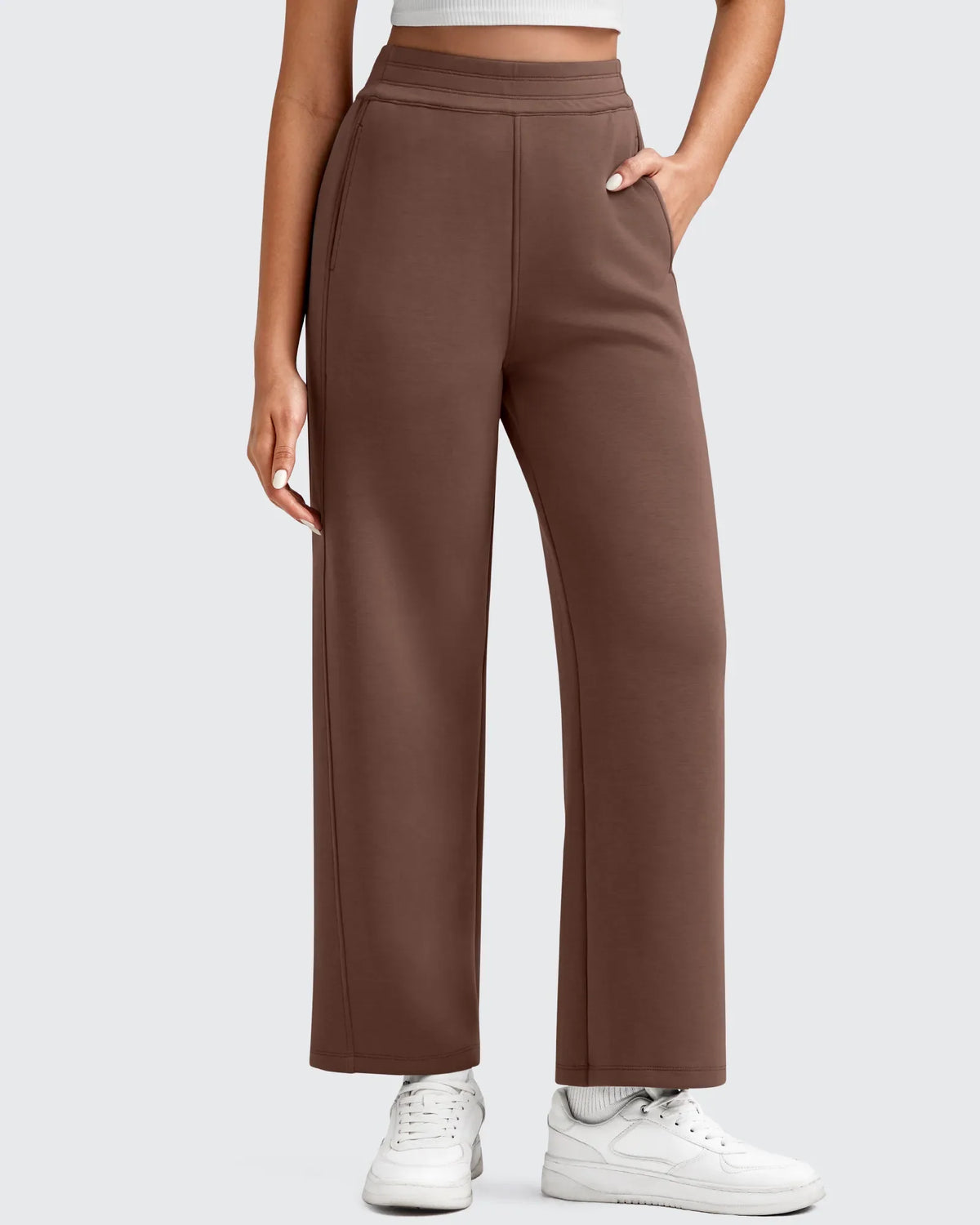 Smoofit Elastic Waist Wide Leg Ankle Sweatpants