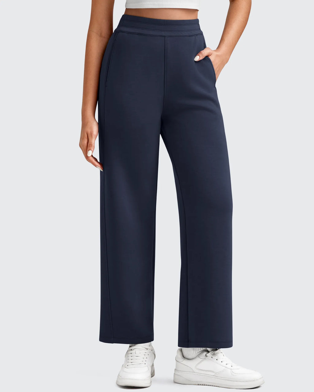 Smoofit Elastic Waist Wide Leg Ankle Sweatpants