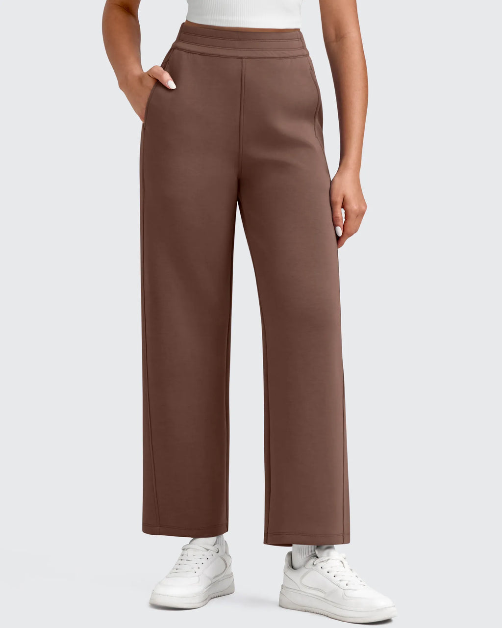 Smoofit Elastic Waist Wide Leg Ankle Sweatpants