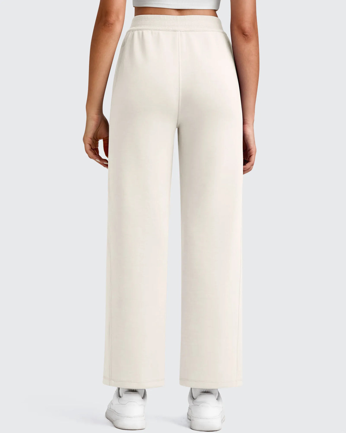 Smoofit Elastic Waist Wide Leg Ankle Sweatpants