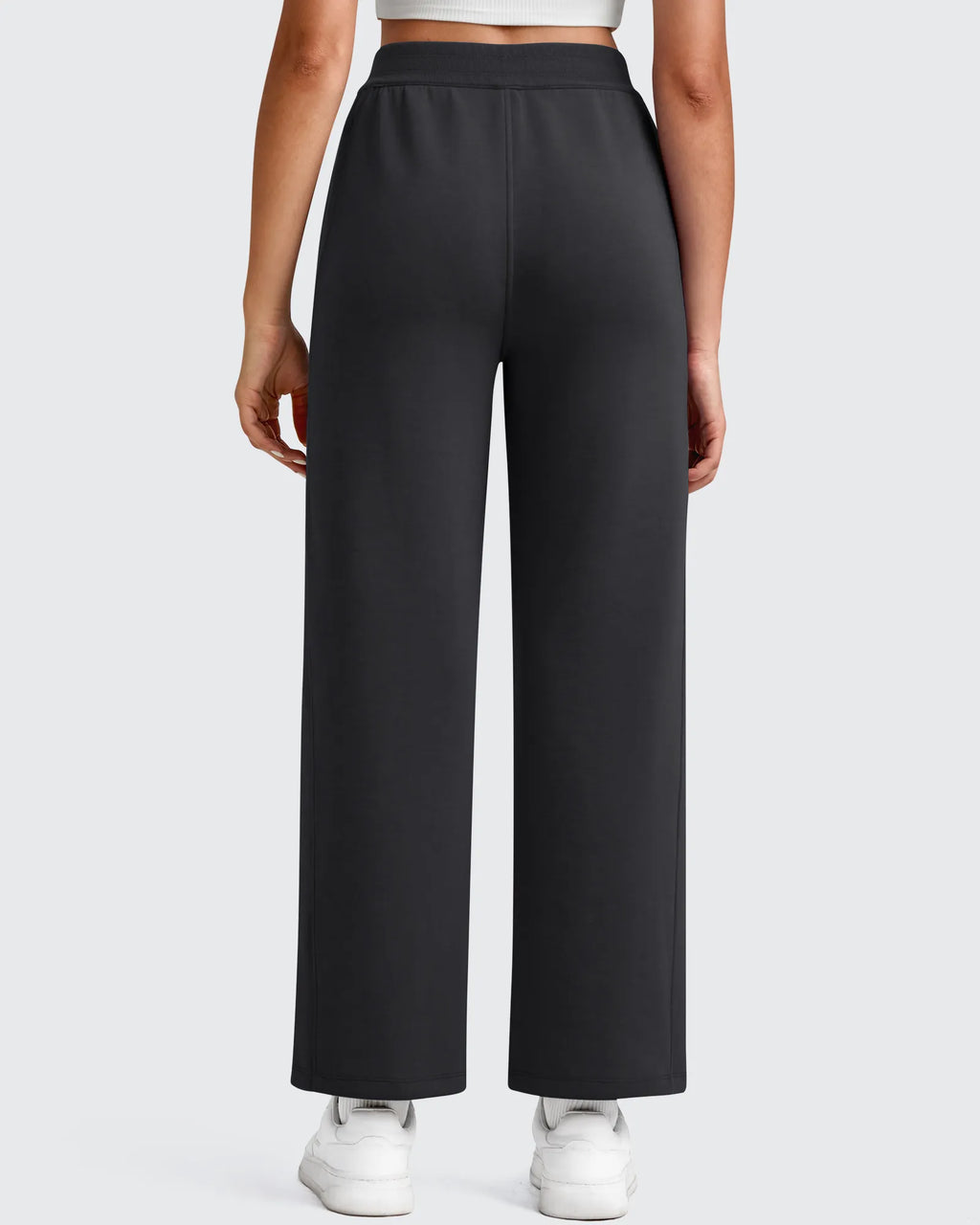 Smoofit Elastic Waist Wide Leg Ankle Sweatpants