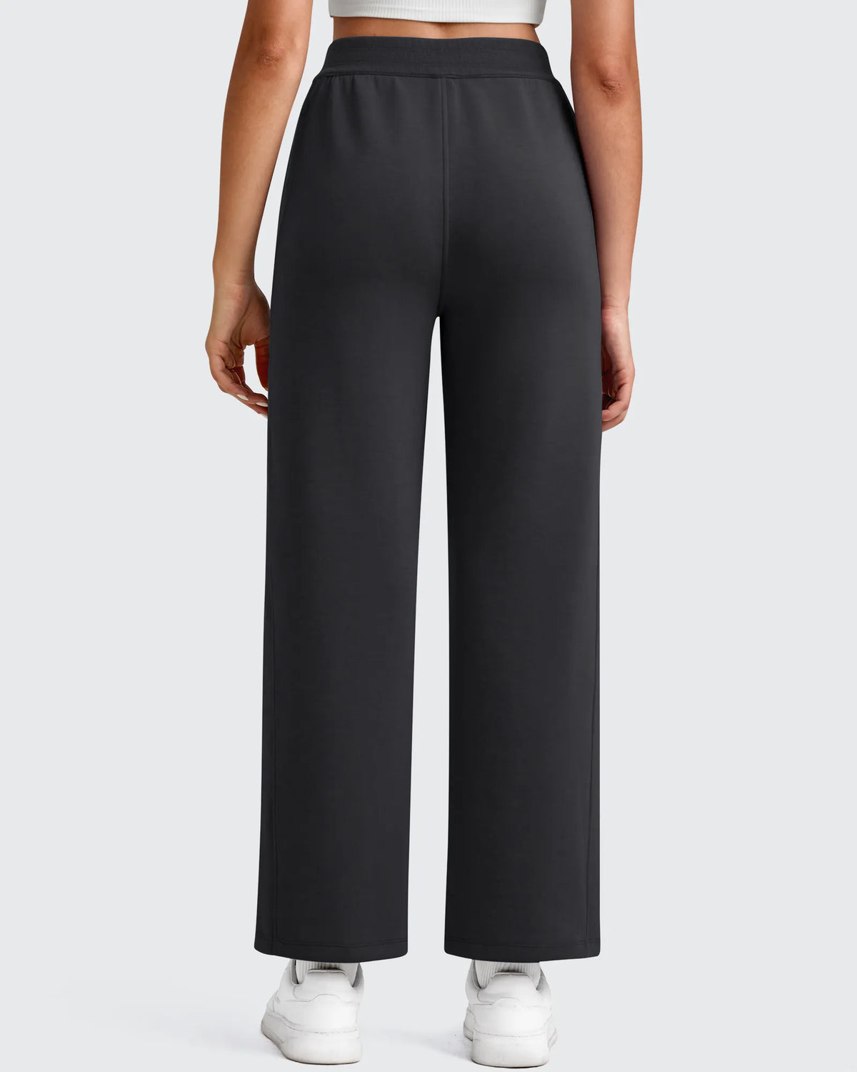 Smoofit Elastic Waist Wide Leg Ankle Sweatpants
