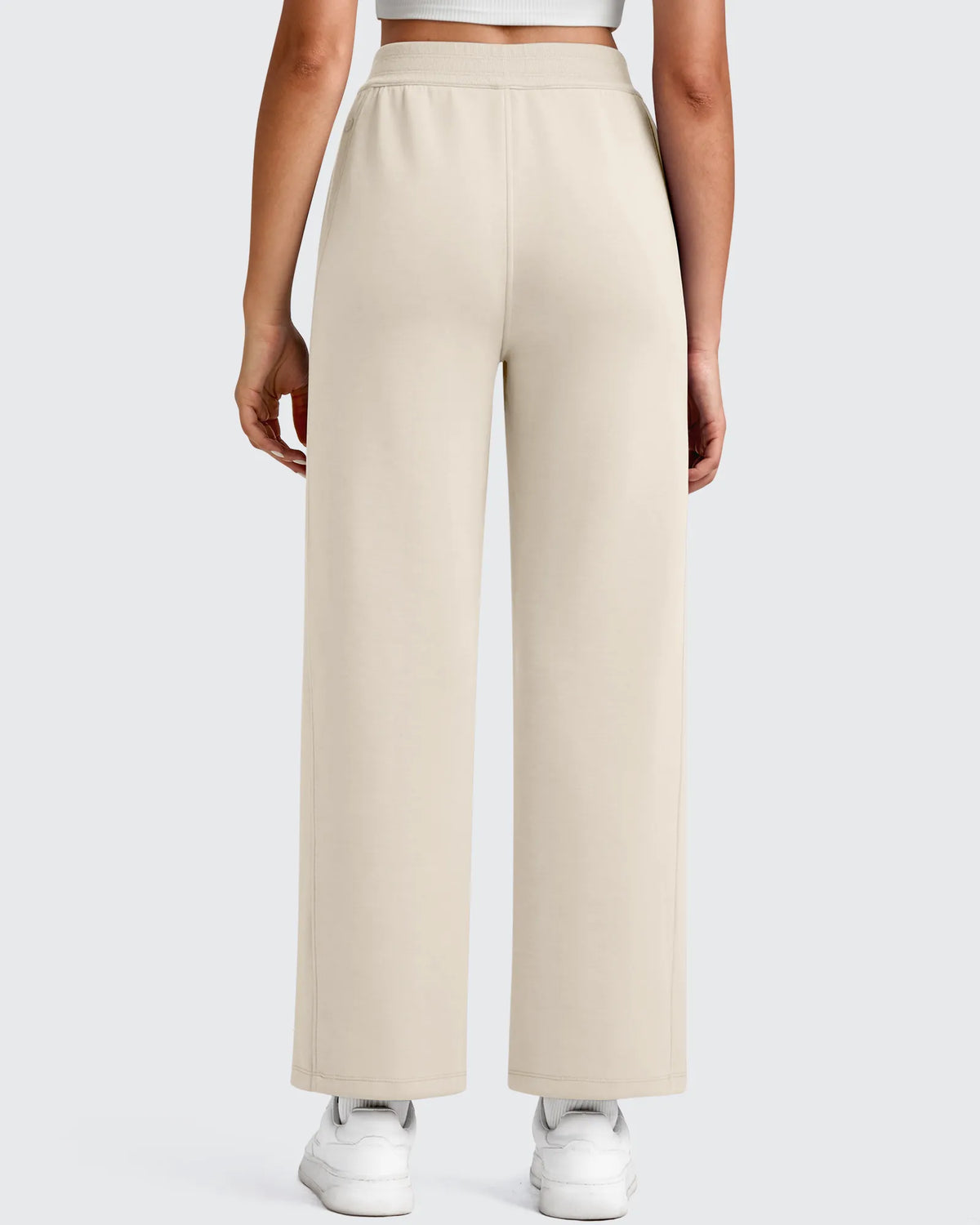 Smoofit Elastic Waist Wide Leg Ankle Sweatpants