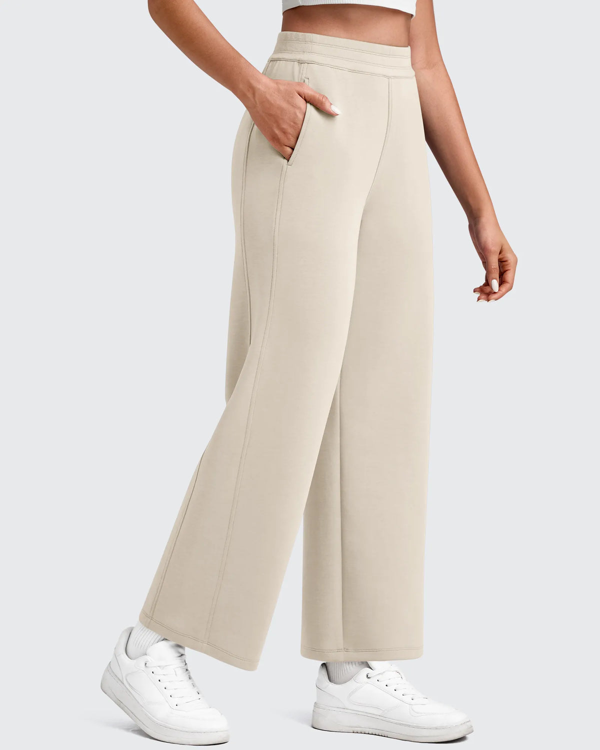 Smoofit Elastic Waist Wide Leg Ankle Sweatpants