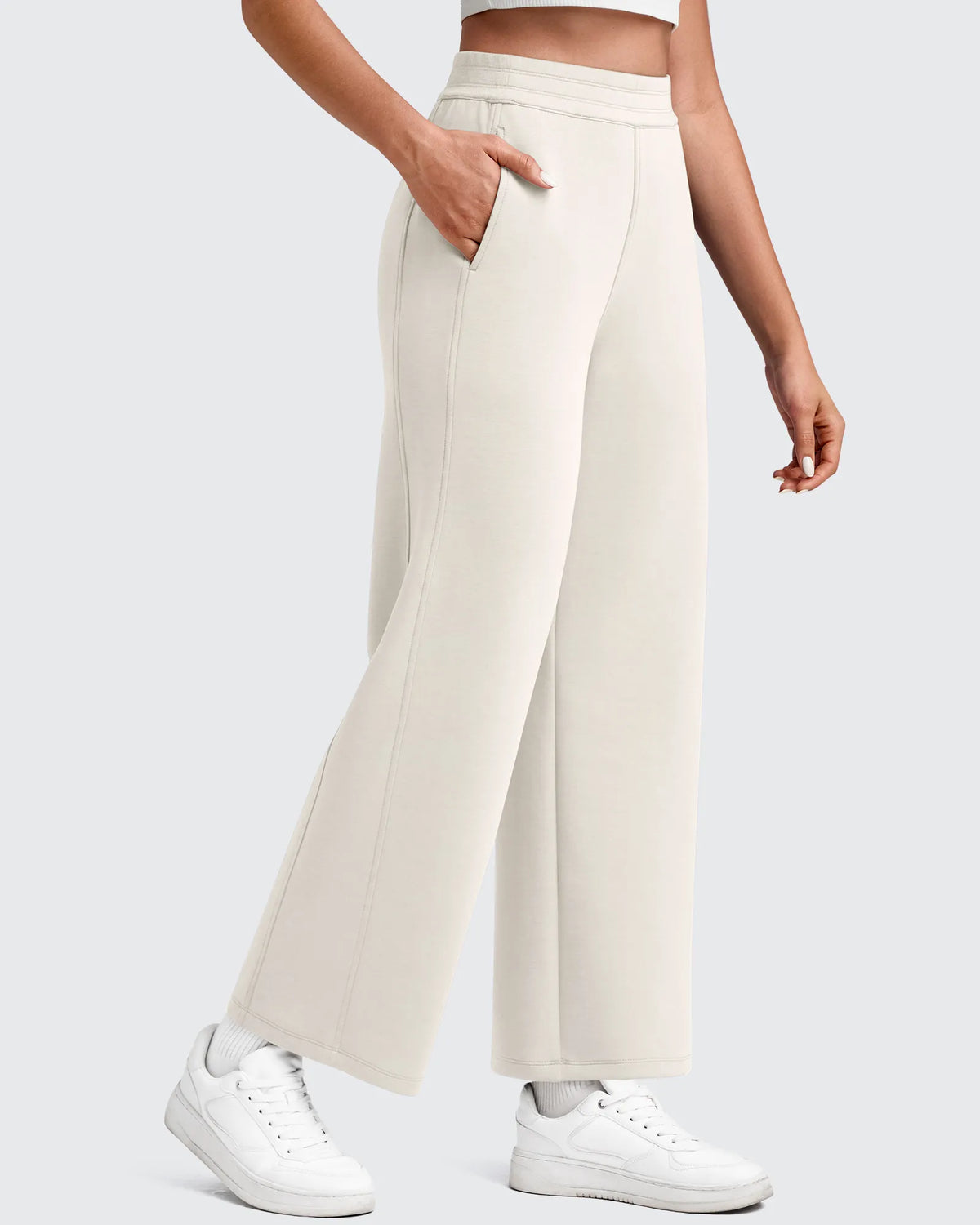 Smoofit Elastic Waist Wide Leg Ankle Sweatpants