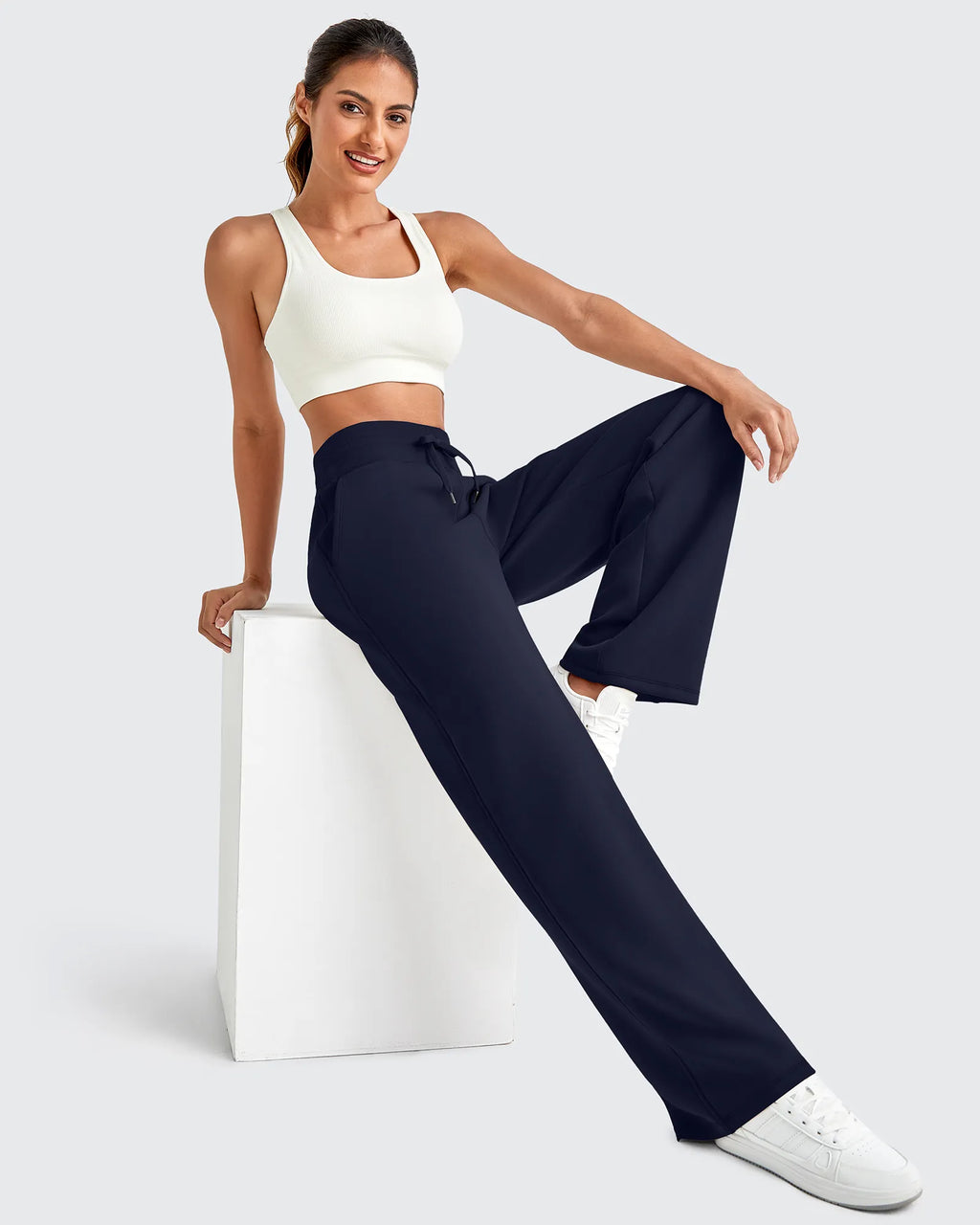 Smoofit Elastic Waistband Drawstring Wide Leg Sweatpants