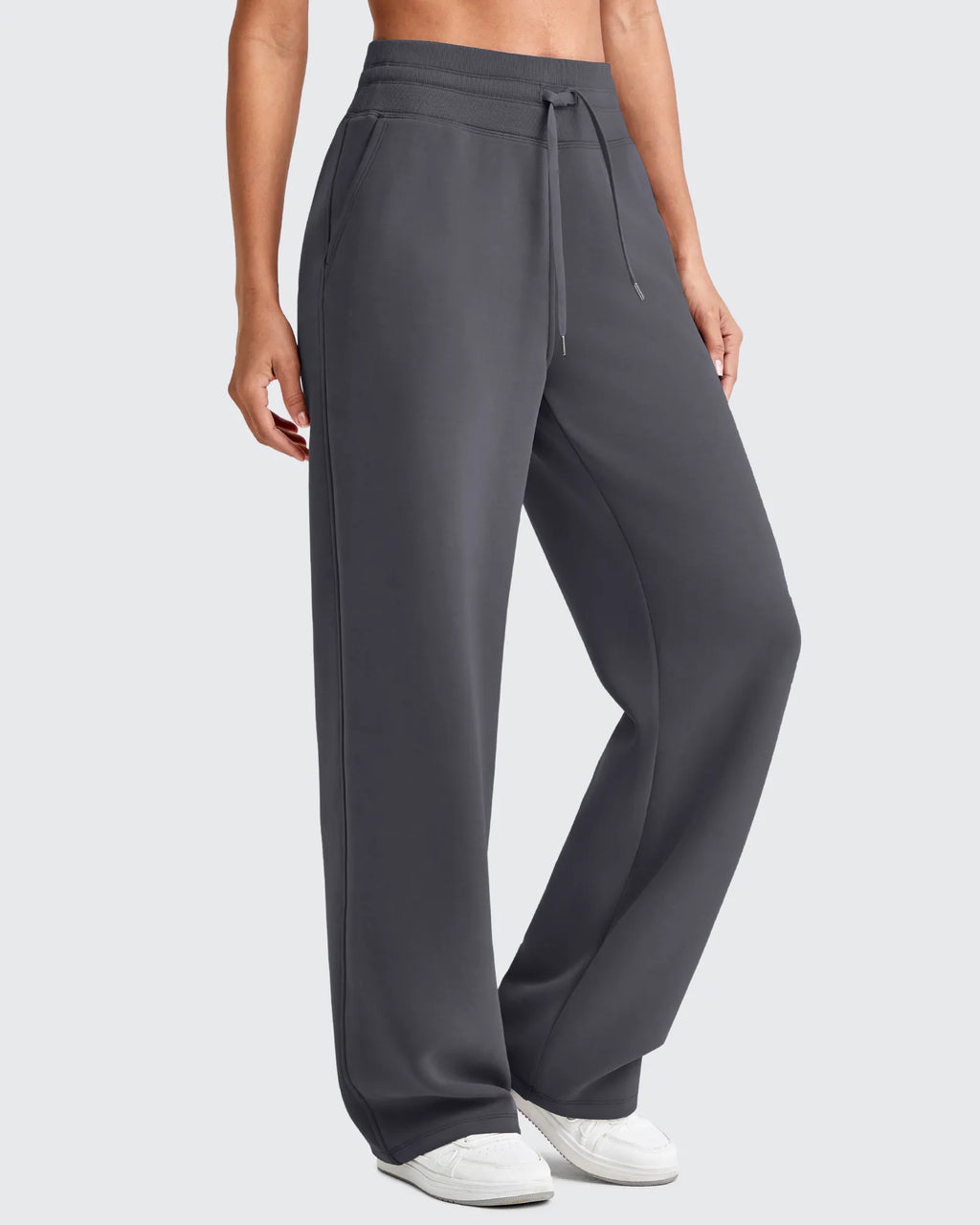 Smoofit Elastic Waistband Drawstring Wide Leg Sweatpants