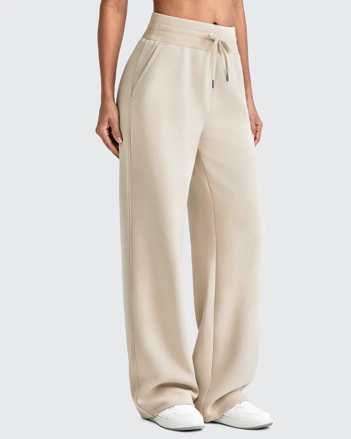 Smoofit Elastic Waistband Drawstring Wide Leg Sweatpants
