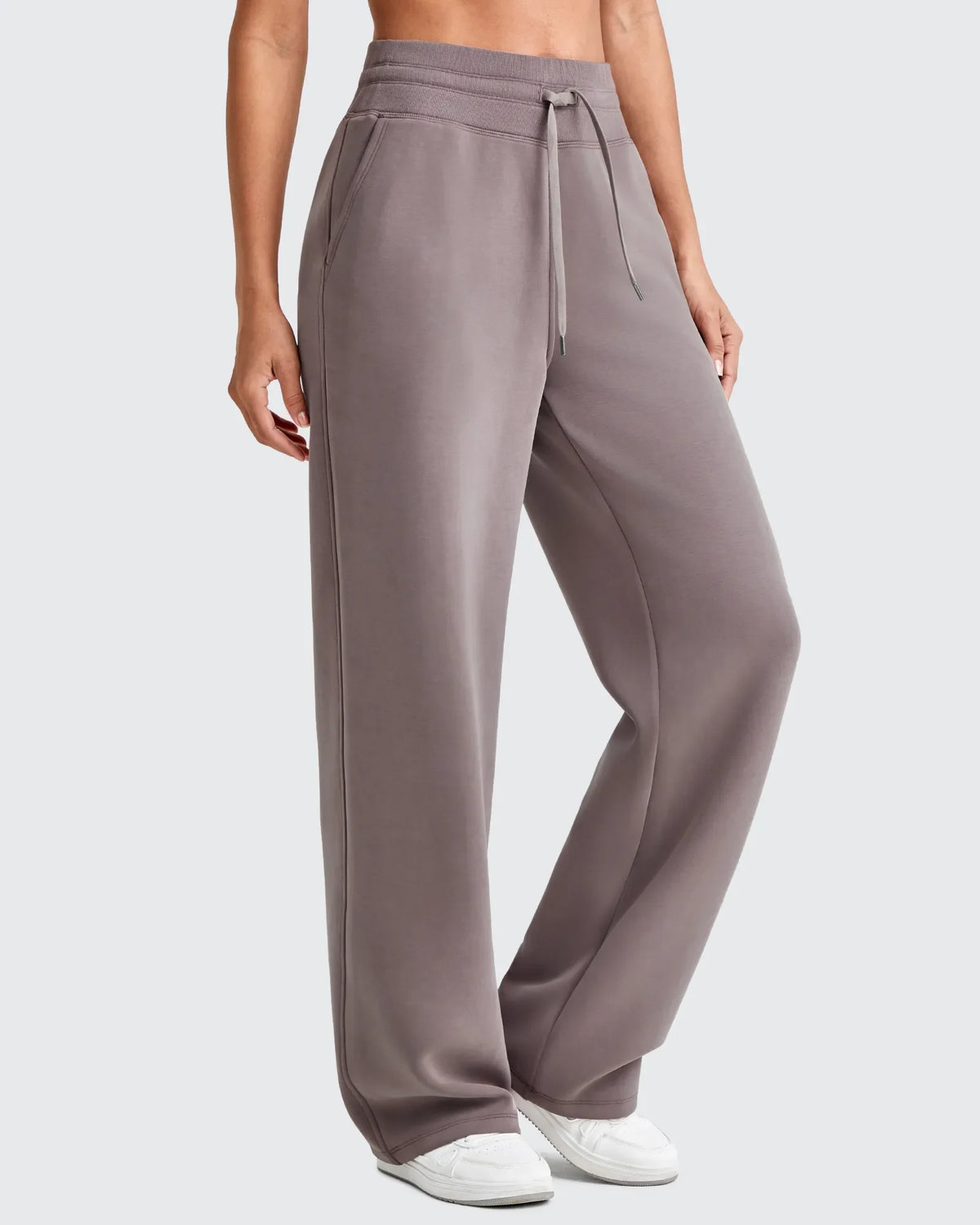 Smoofit Elastic Waistband Drawstring Wide Leg Sweatpants