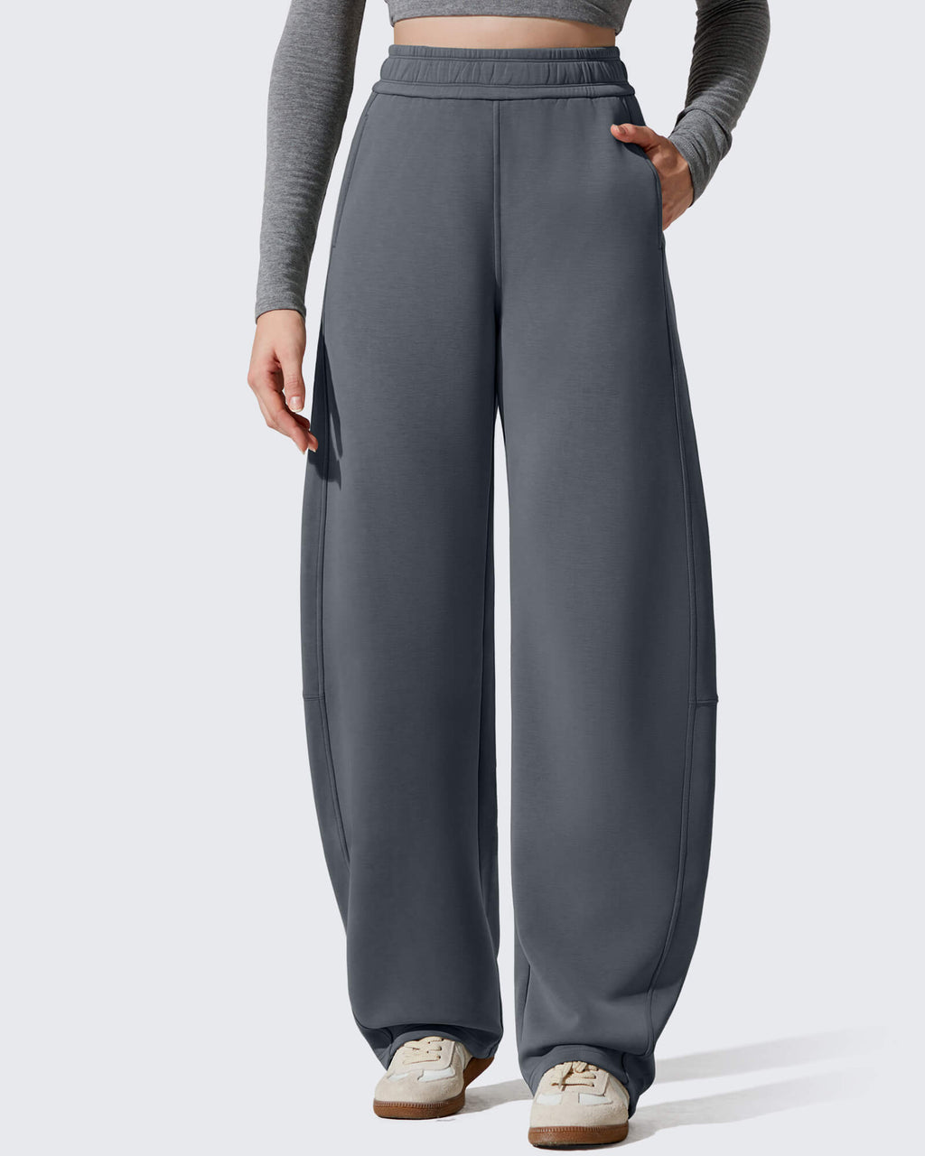 Smoofit Fleece Lined Baggy Barrel Wide Leg Sweatpants