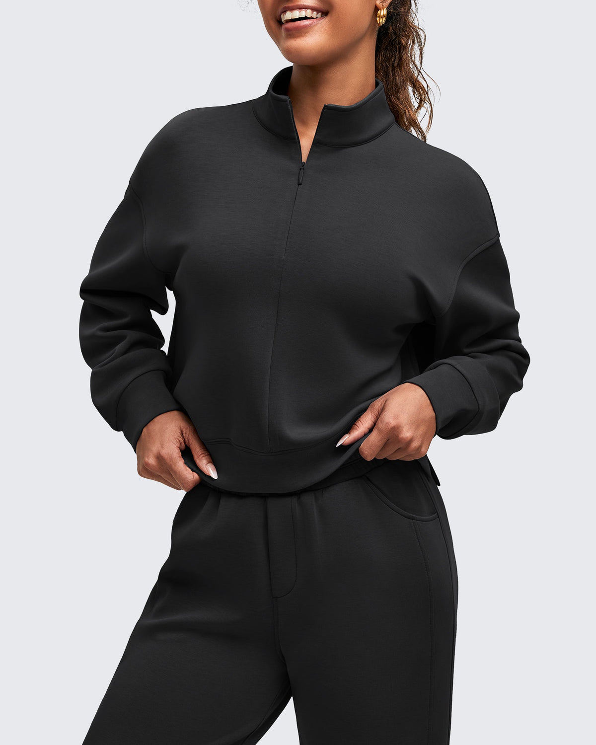 Smoofit Half-Zip Mock Neck Long Sleeve Sweatshirts