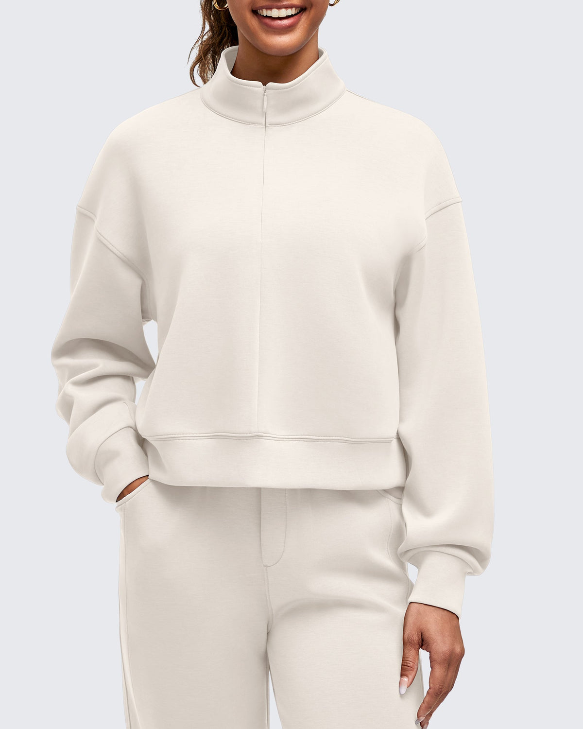 Smoofit Half-Zip Mock Neck Long Sleeve Sweatshirts
