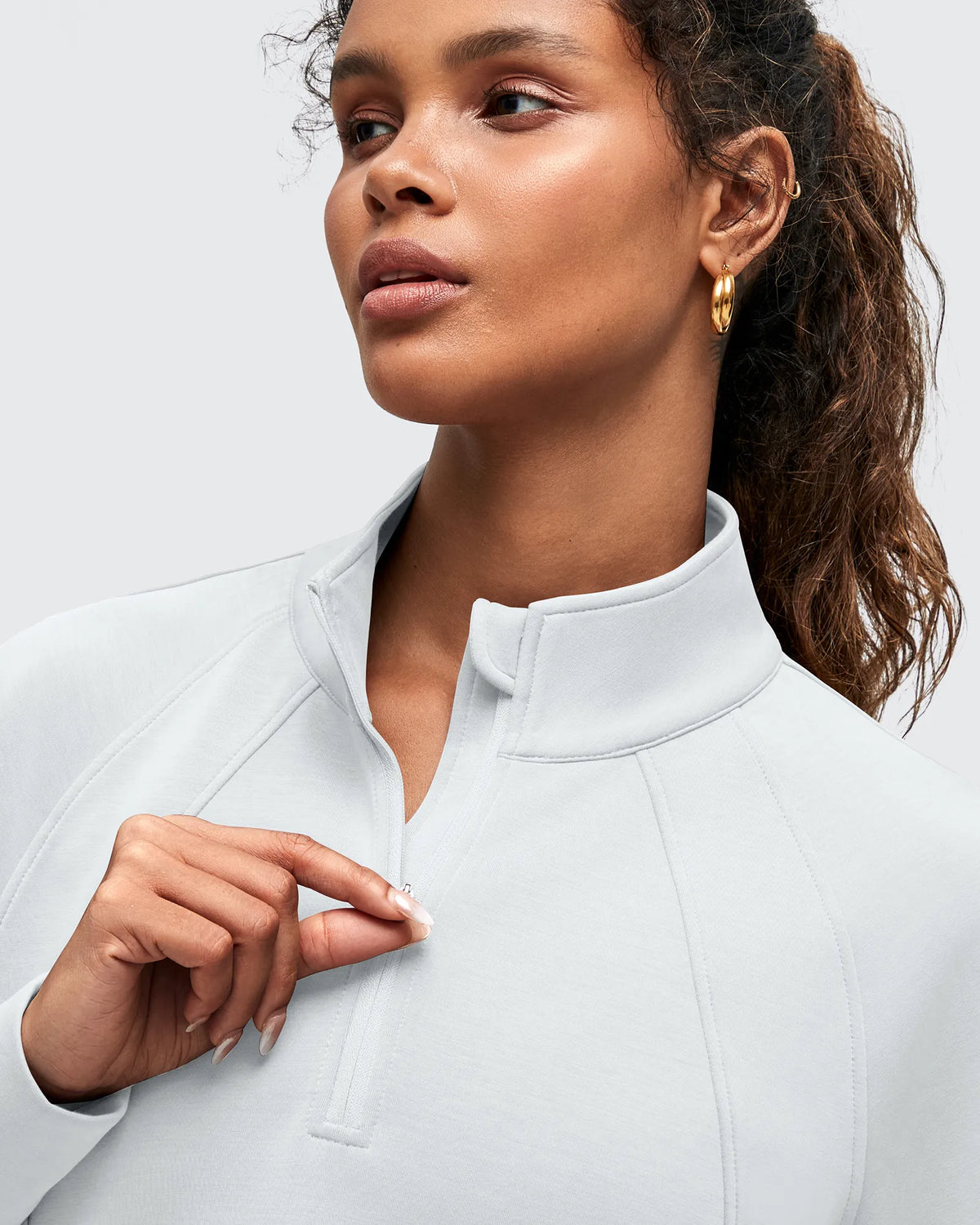 Smoofit Half-Zip Pullover Mock Neck Pockets Sweatshirts