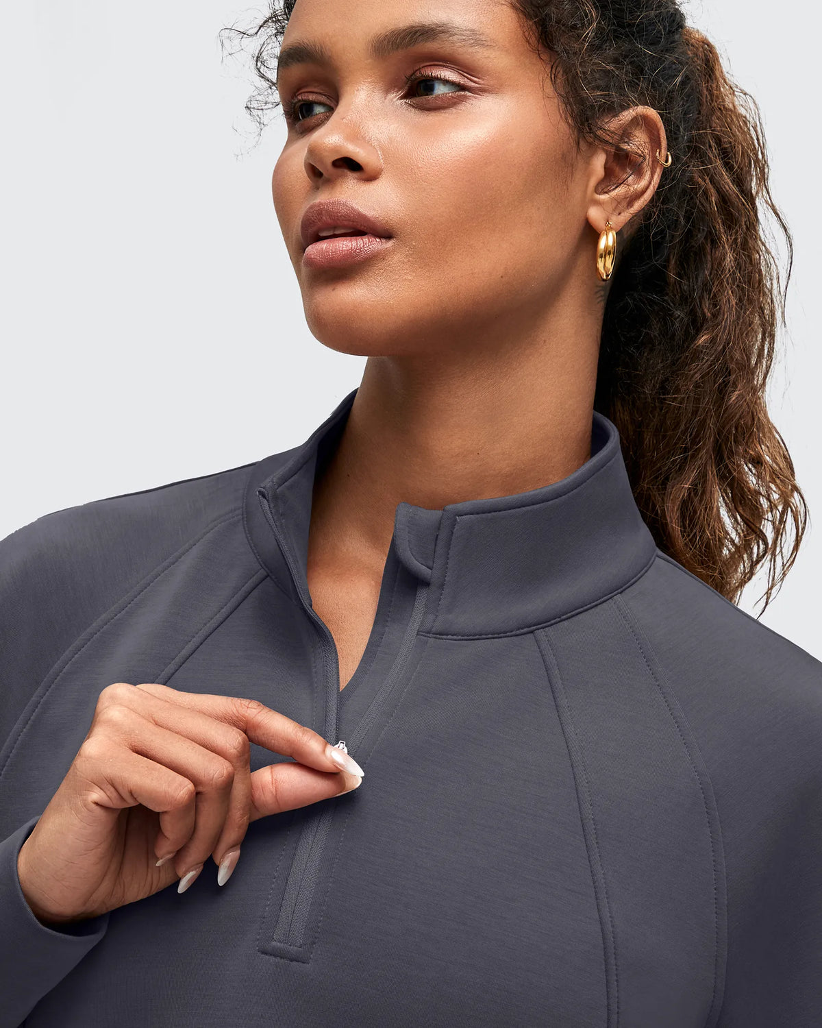 Smoofit Half-Zip Pullover Mock Neck Pockets Sweatshirts