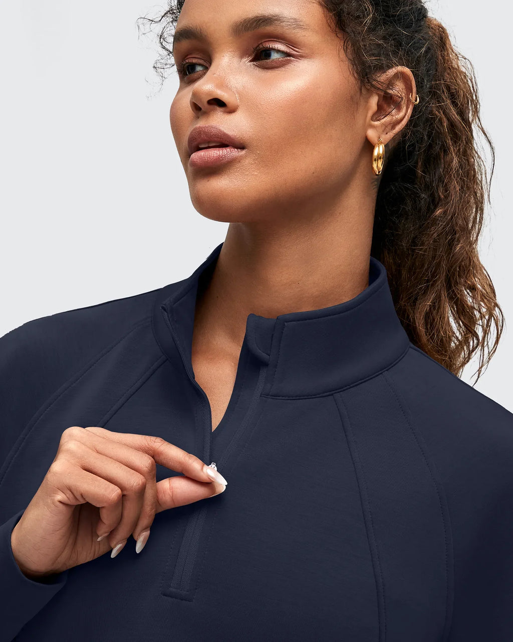 Smoofit Half-Zip Pullover Mock Neck Pockets Sweatshirts