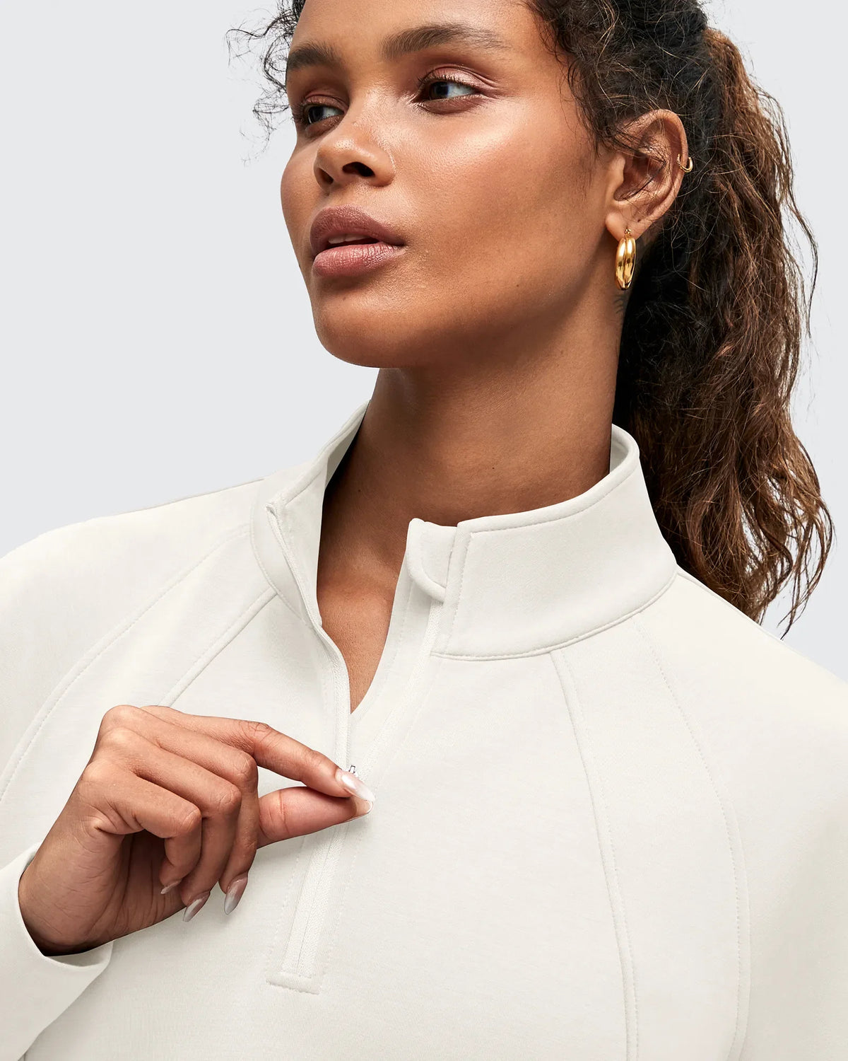 Smoofit Half-Zip Pullover Mock Neck Pockets Sweatshirts