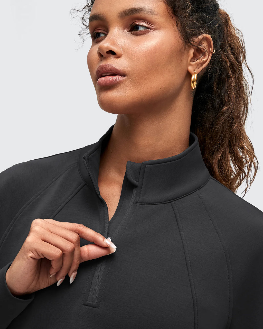 Smoofit Half-Zip Pullover Mock Neck Pockets Sweatshirts