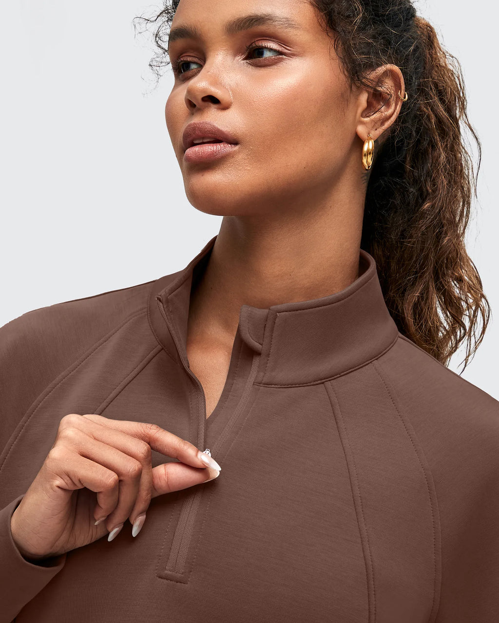 Smoofit Half-Zip Pullover Mock Neck Pockets Sweatshirts