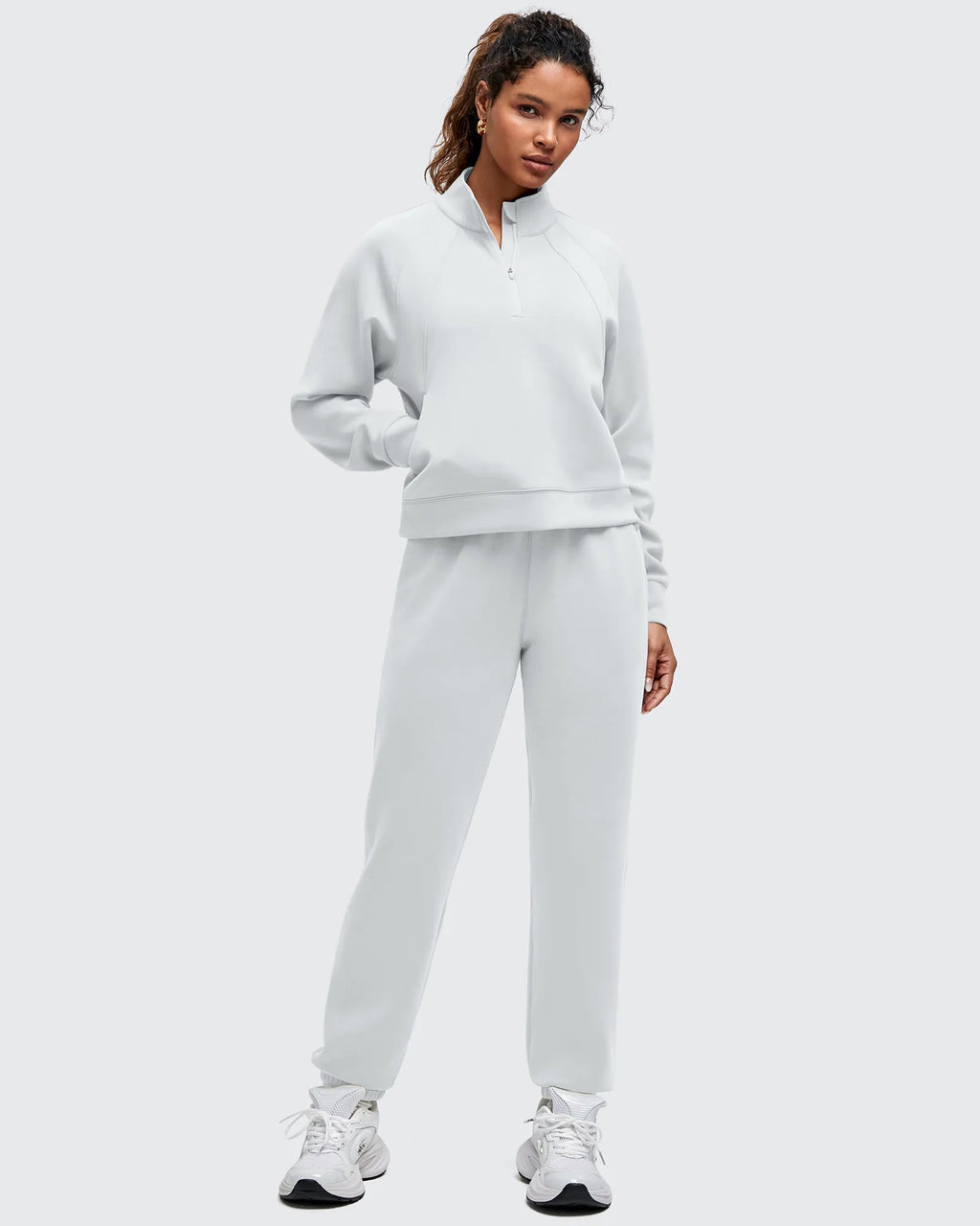 Smoofit Half-Zip Pullover Mock Neck Pockets Sweatshirts