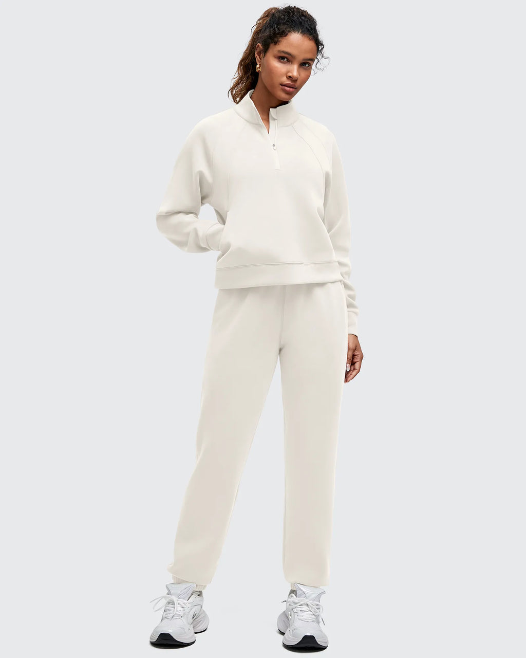Smoofit Half-Zip Pullover Mock Neck Pockets Sweatshirts