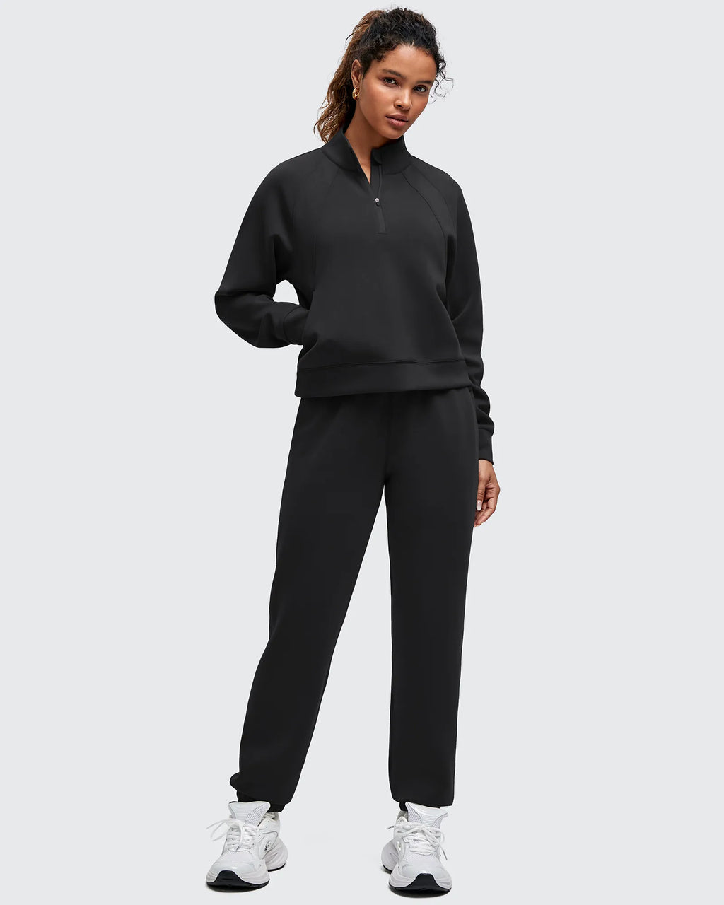 Smoofit Half-Zip Pullover Mock Neck Pockets Sweatshirts